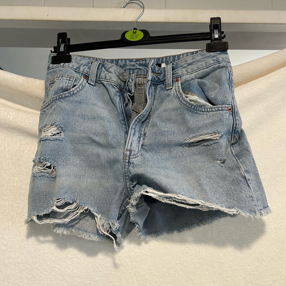 H&M Light Blue Distressed Jean Shorts